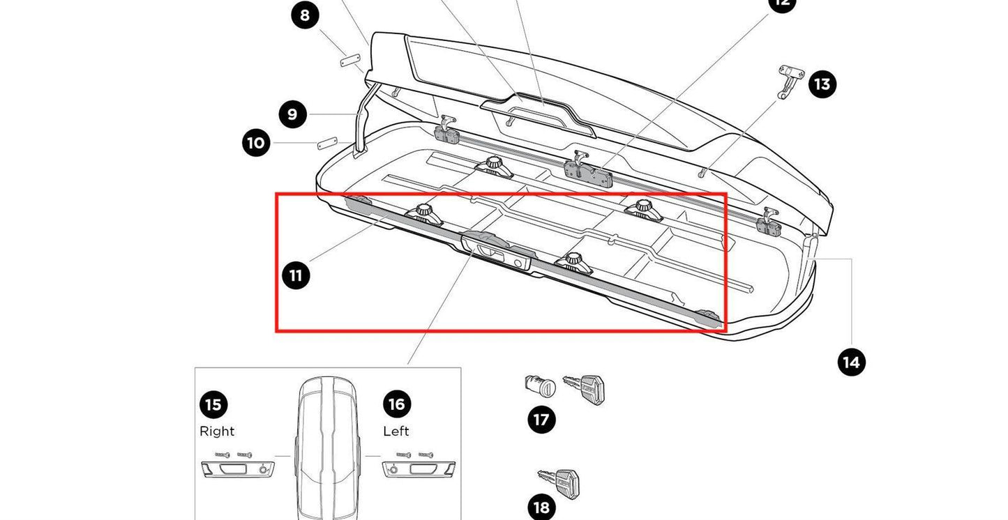 Thule Lockbar 1375 mm Right Schließleiste rechts für die Dachbox Motion XT Sport und L