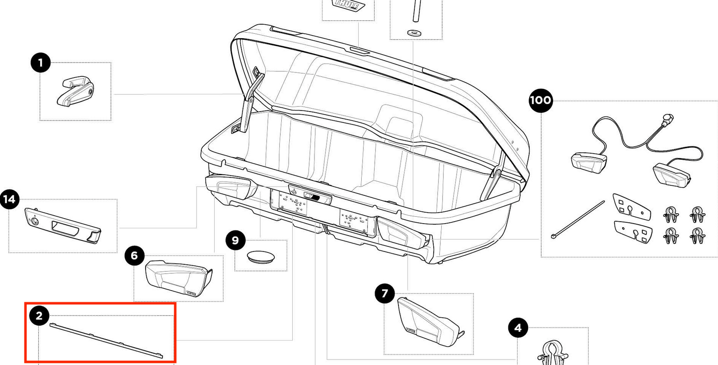 Thule Lock Strip strip for license plate attachment for the Arcos rear box