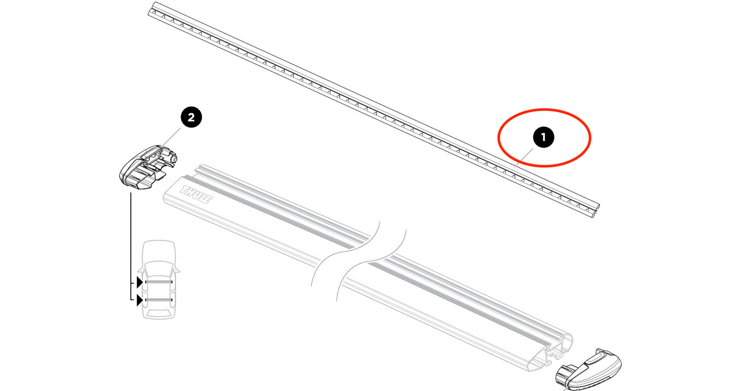 Thule Quick Access Interface pair Thule WingBar Evo Gummileisten RackPacker