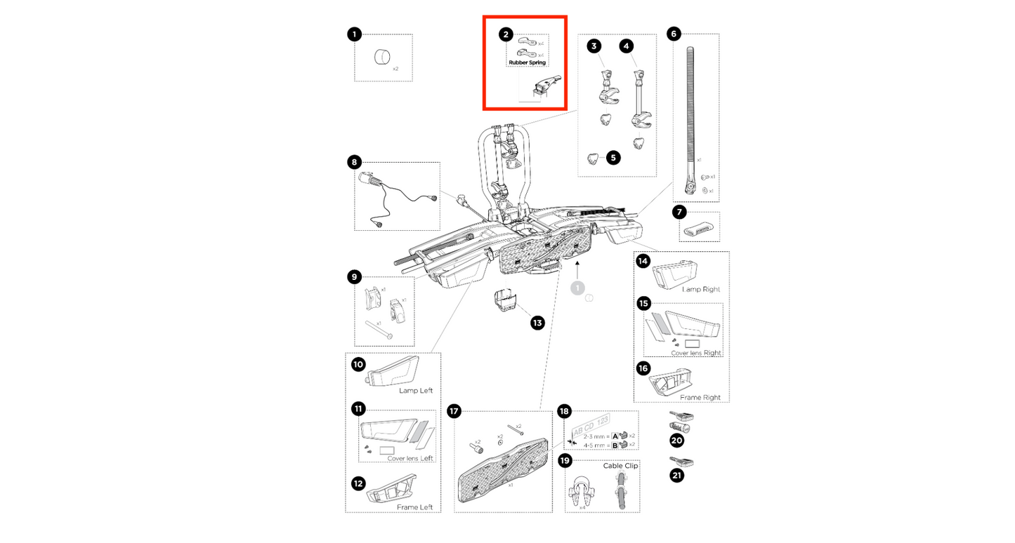 Thule New Rubber Spring Kit 2019 spare part Easy Fold XT VeloSpace XT and rear box Arcos