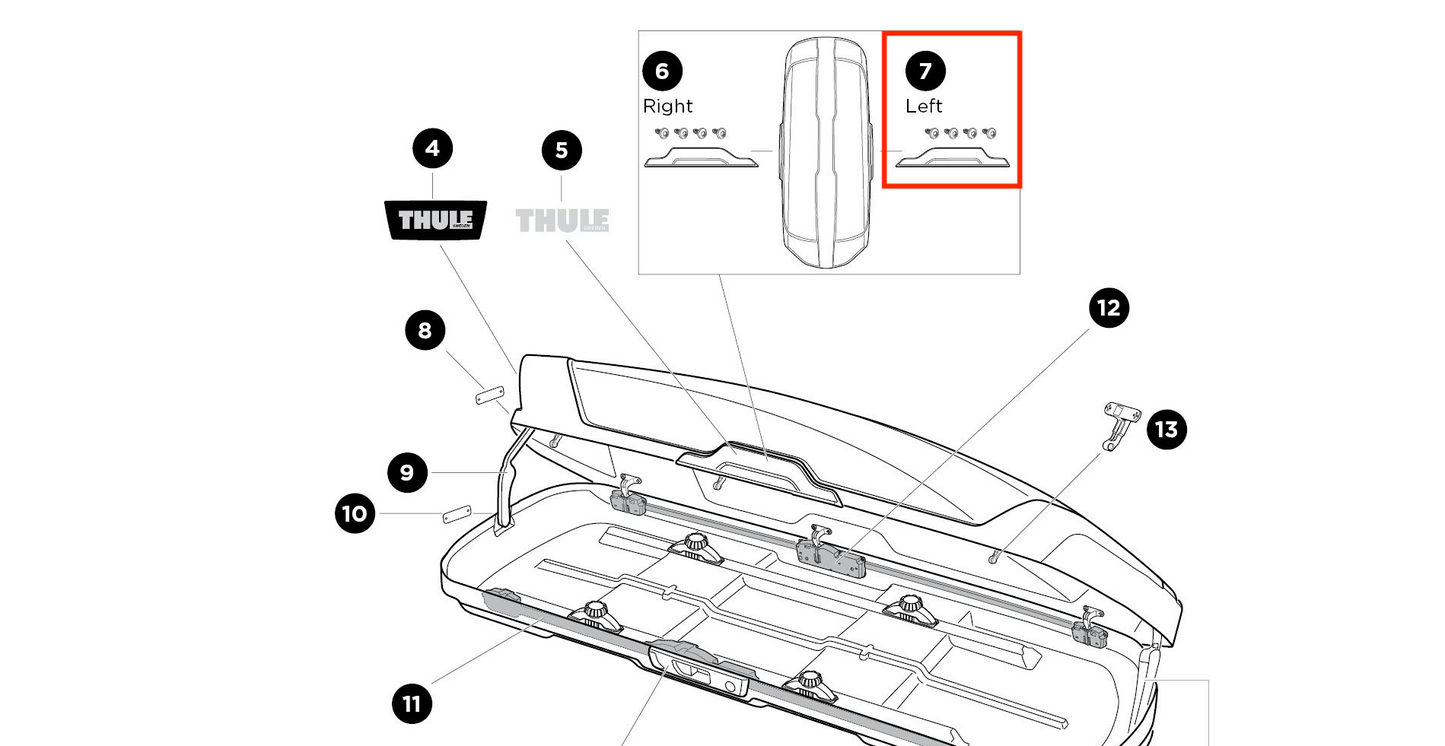 Thule Handle bar SP Kit left Ersatzteil Griffleiste links für Dachboxen von Thule Motion