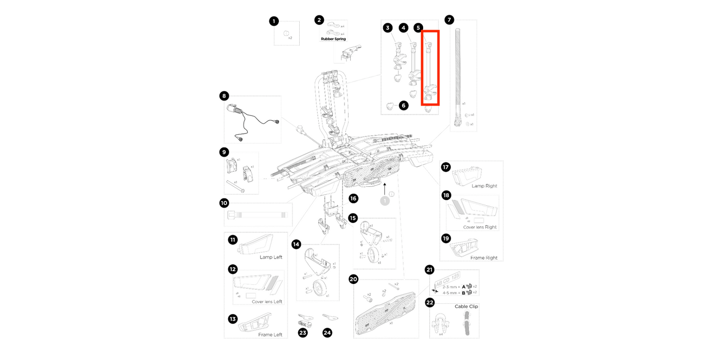 Thule Bike Arm EF XT langer Haltearm für Rahmen für 3. Rad bei EasyFold XT 3