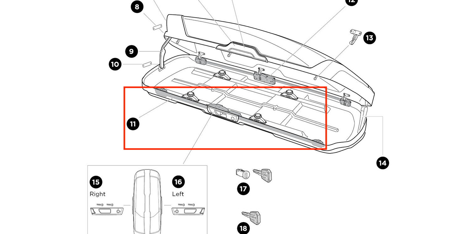 Thule Lockbar 1600 mm Right locking bar on the right for the Motion XT XL roof box