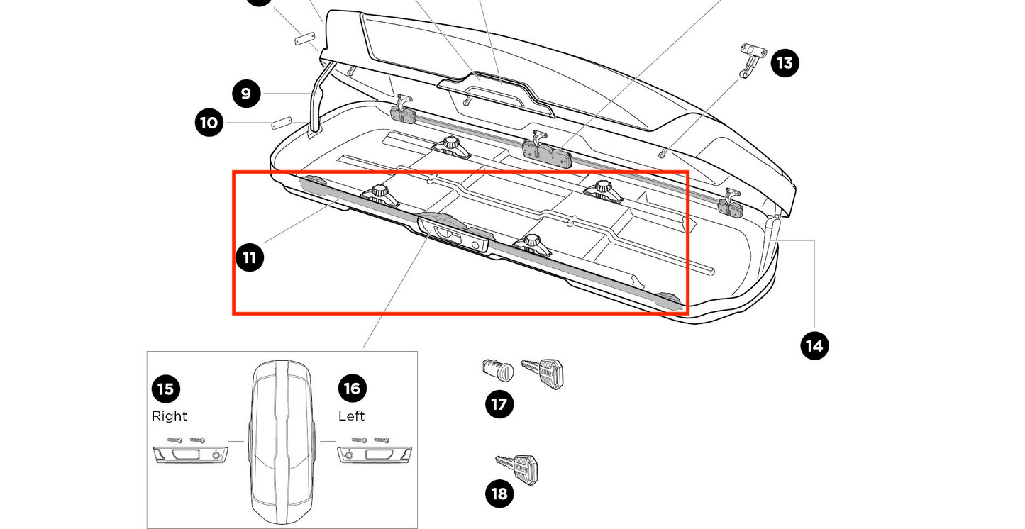 Thule Lockbar 1175 mm Right locking strip on the right for roof box Motion XT M