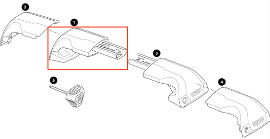 Thule Complete Foot Left Thule Edge Flush Rail einzelner Fuß links