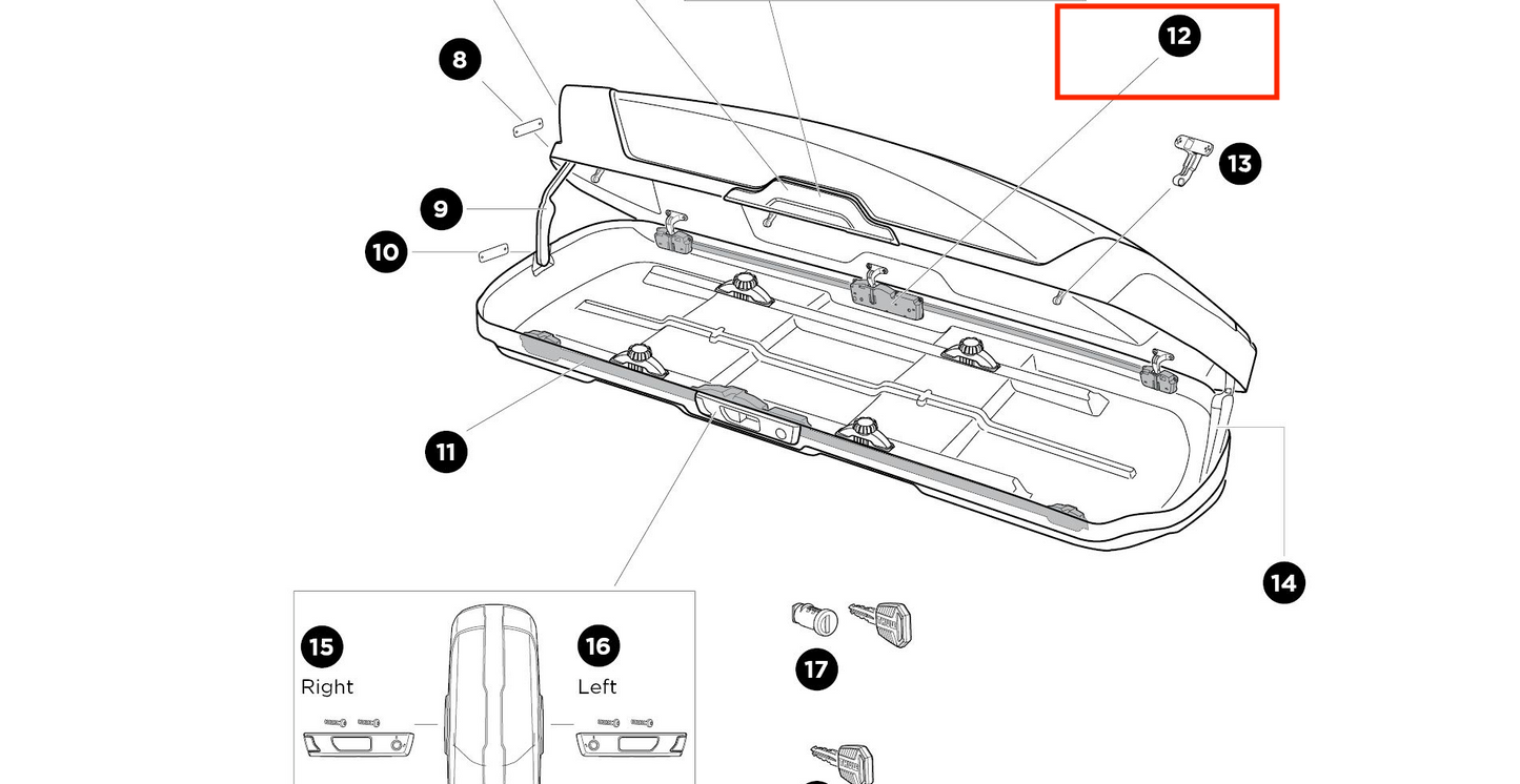 Thule Lockbar 1600 mm Left locking bar on the left for the Motion XT XL roof box