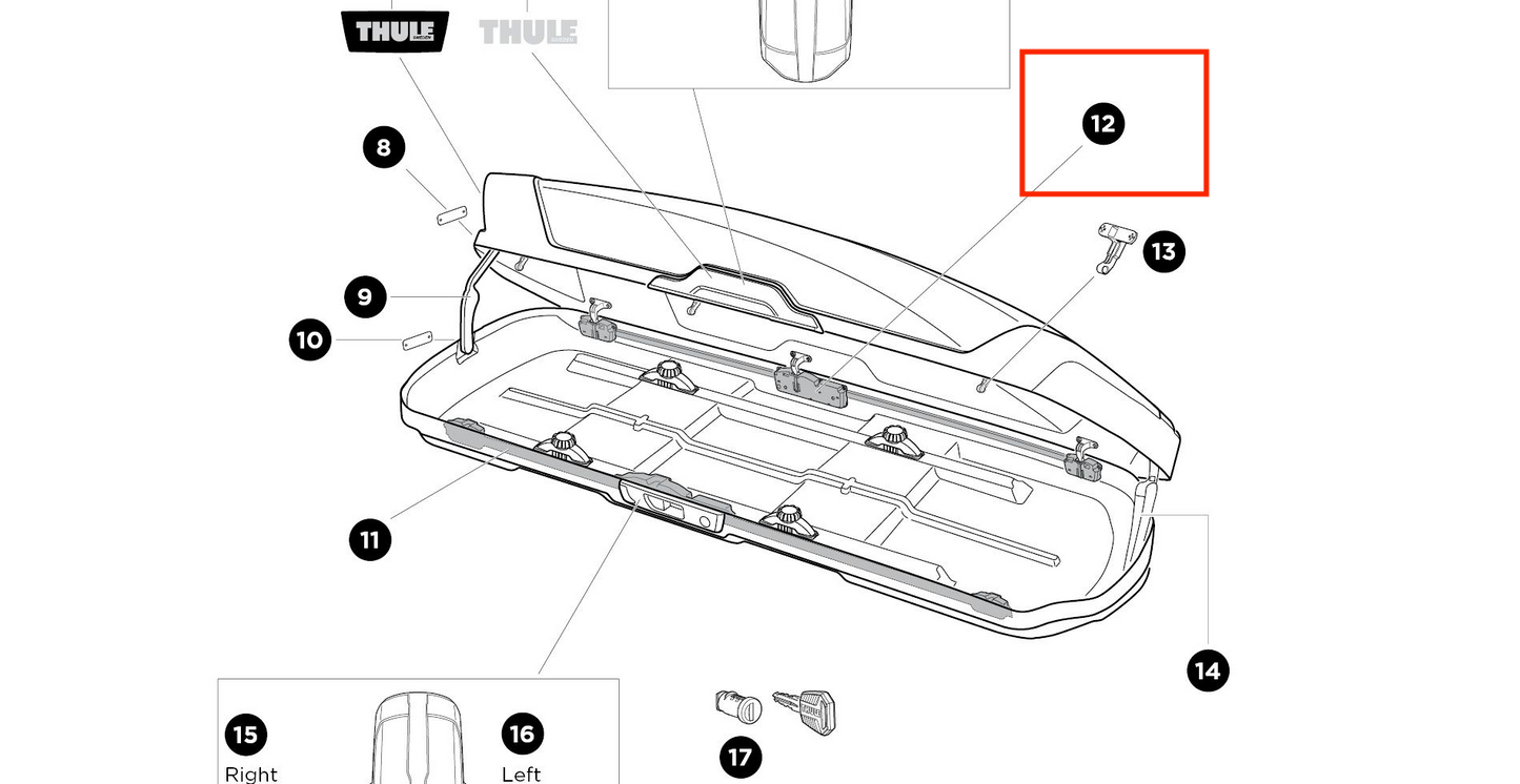 Thule Lockbar 1175 mm Left locking strip on the left for roof box Motion XT M