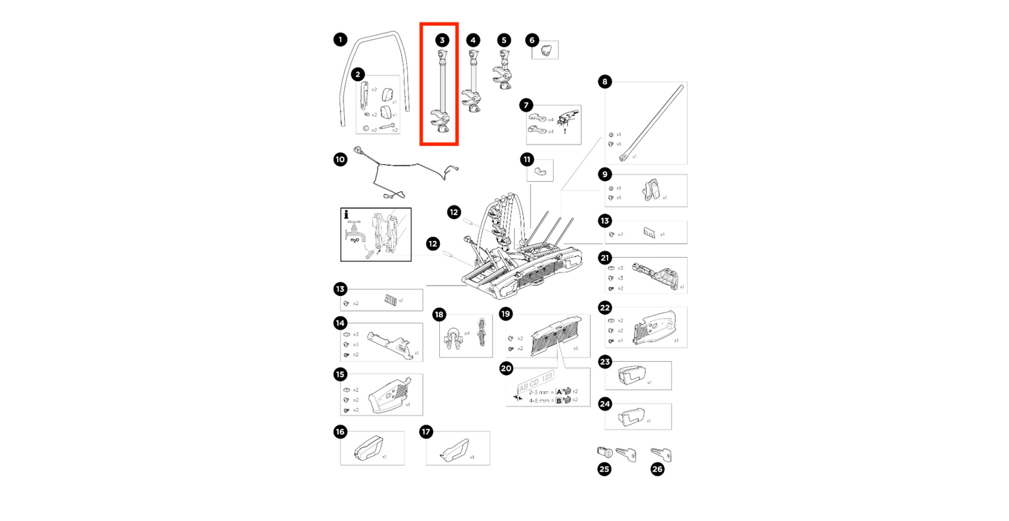 Thule Bike Arm 372mm 937 Rahmen-Haltearm für ein Fahrrad lang Ersatzteil des VeloSpace XT