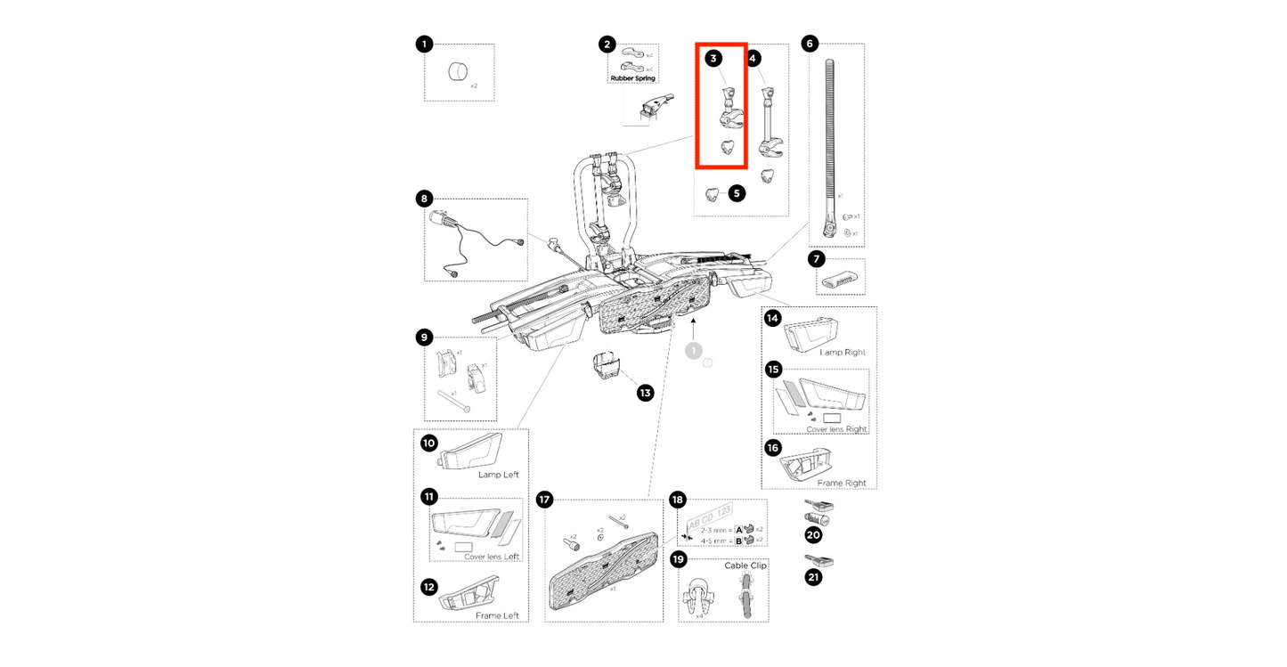 Thule Bike Arm Short 122mm without Lock Rahmen-Haltearm für ein Fahrrad kurz Ersatzteil