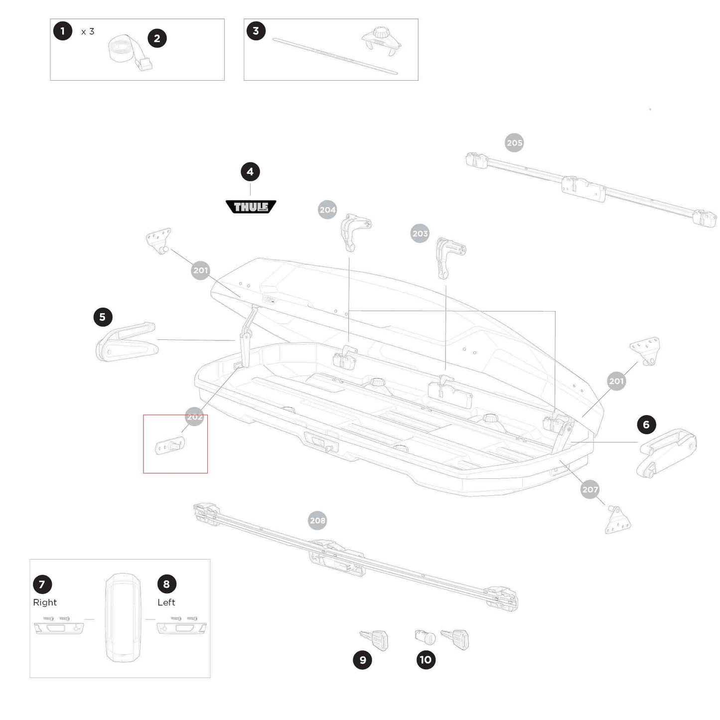 Thule Ersatzteil Halter für Deckelstütze (Holder Dual Force) Dachboxen